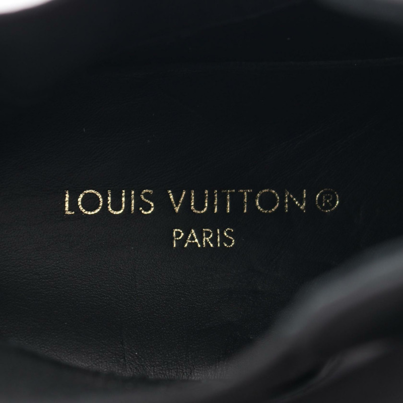 LOUIS VUITTON Squad Line Monogram 運動鞋 1A9RXD 織物橡膠 黑色白色 #36-4