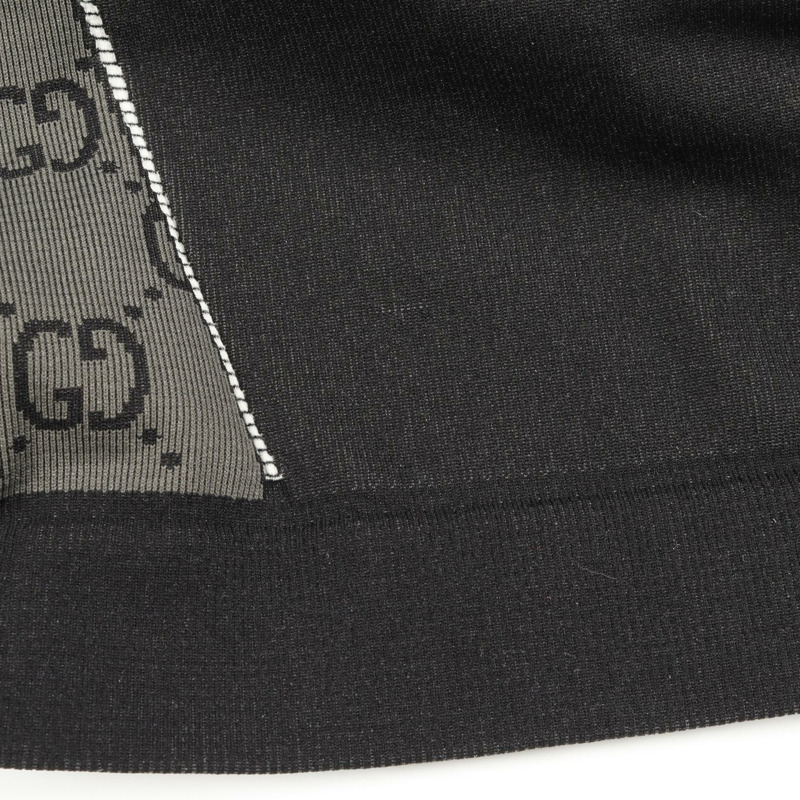 GUCCI GG提花半拉鍊針織衫 726373 尼龍灰黑色二手女款 #L-4