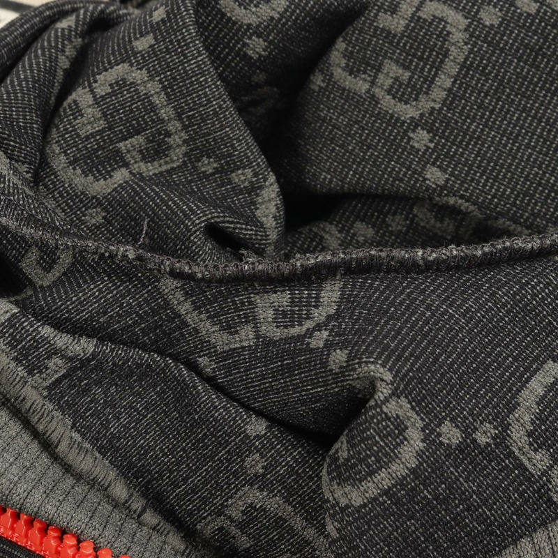 GUCCI GG提花半拉鍊針織衫 726373 尼龍灰黑色二手女款 #L-7