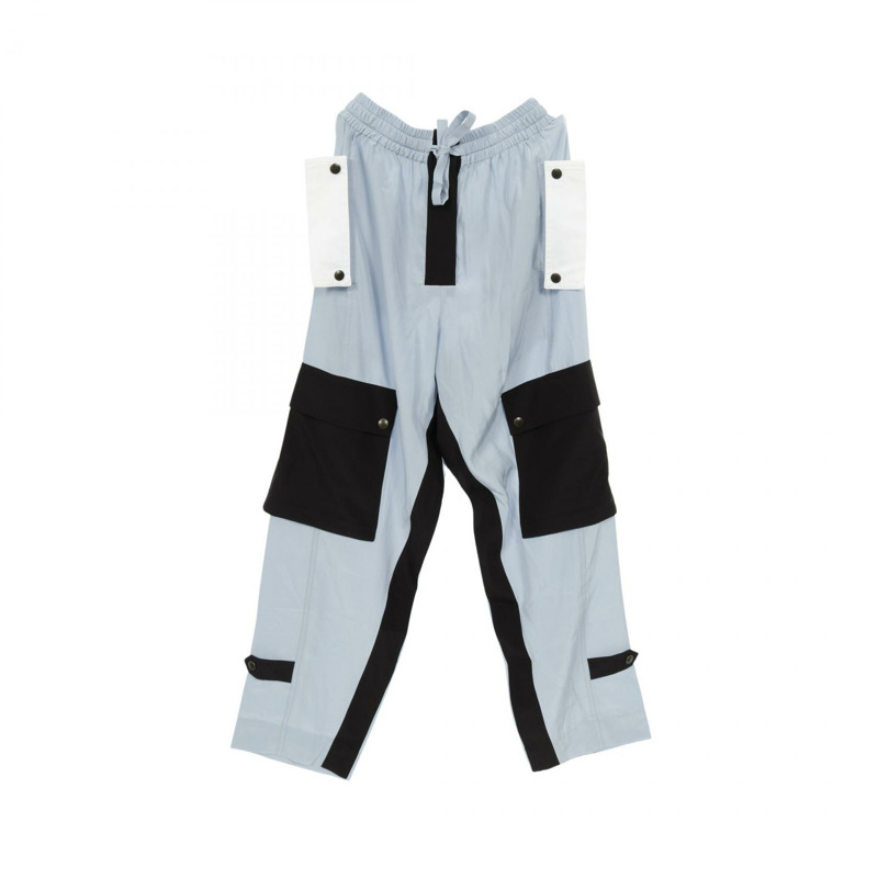 LOUIS VUITTON LV Remix 拼色工裝褲 絲棉 藍黑 二手 女士-0