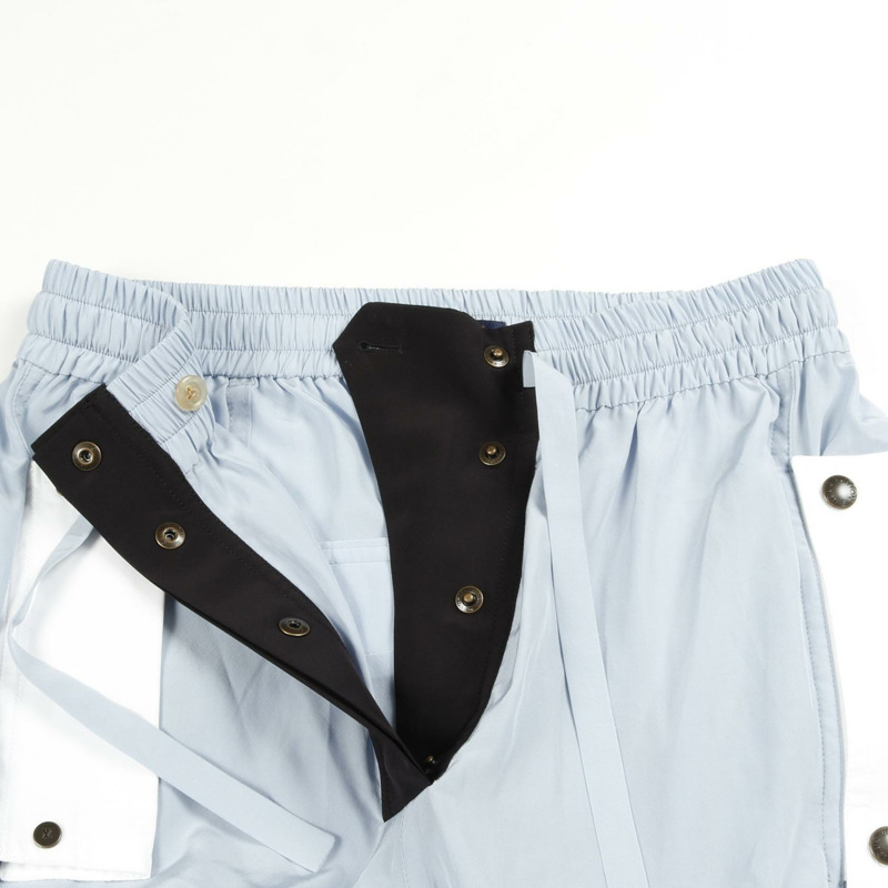 LOUIS VUITTON LV Remix 拼色工裝褲 絲棉 藍黑 二手 女士-4