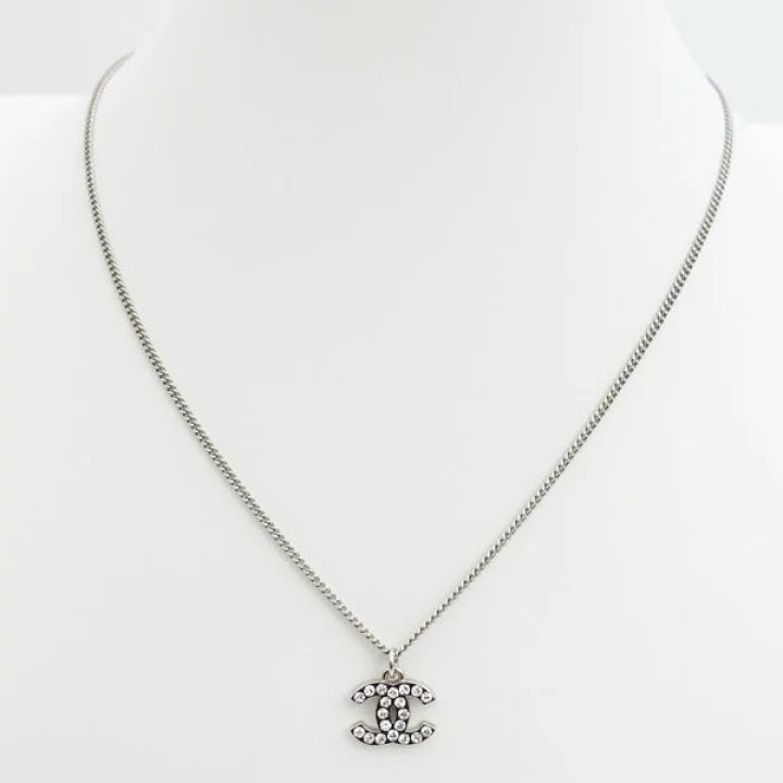 Chanel vintage 銀色水鑽項鍊-1