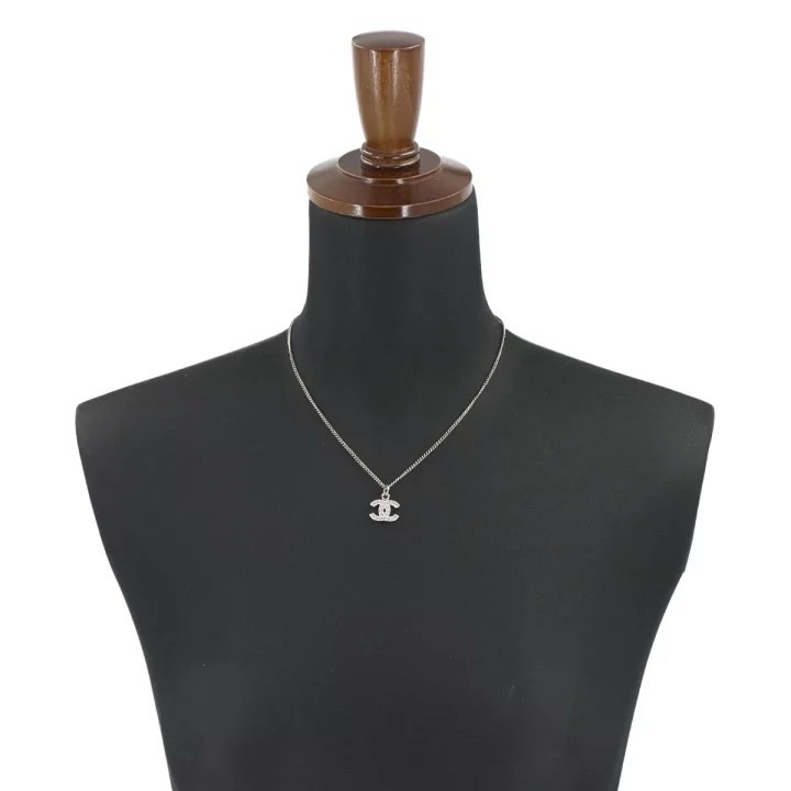 Chanel vintage 銀色水鑽項鍊-3