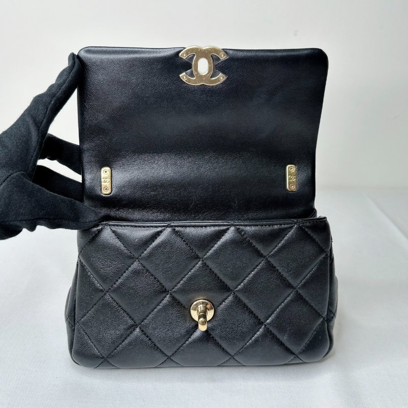 CHANEL 24C黑粉鑽提把鏈帶包-6