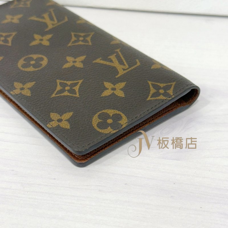 LV原花經典棕內裡6卡對開長夾M61823-1