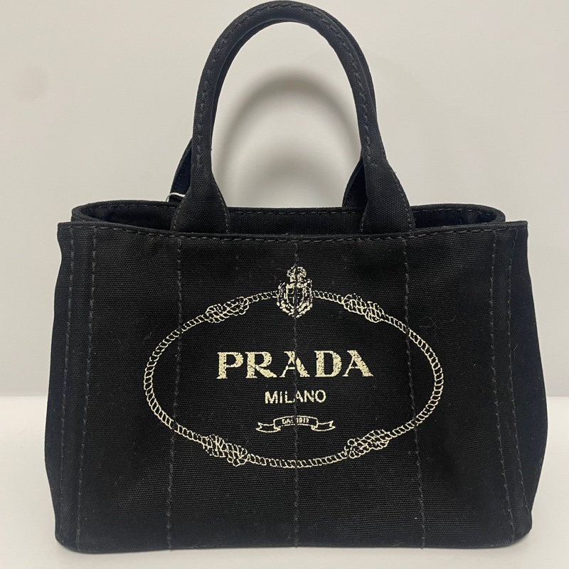 Prada 黑色經典帆布手提包-3