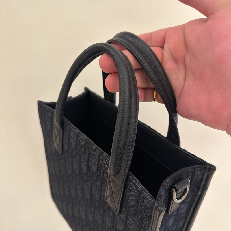 DIOR 黑緹花大琴譜手提兩用包-4