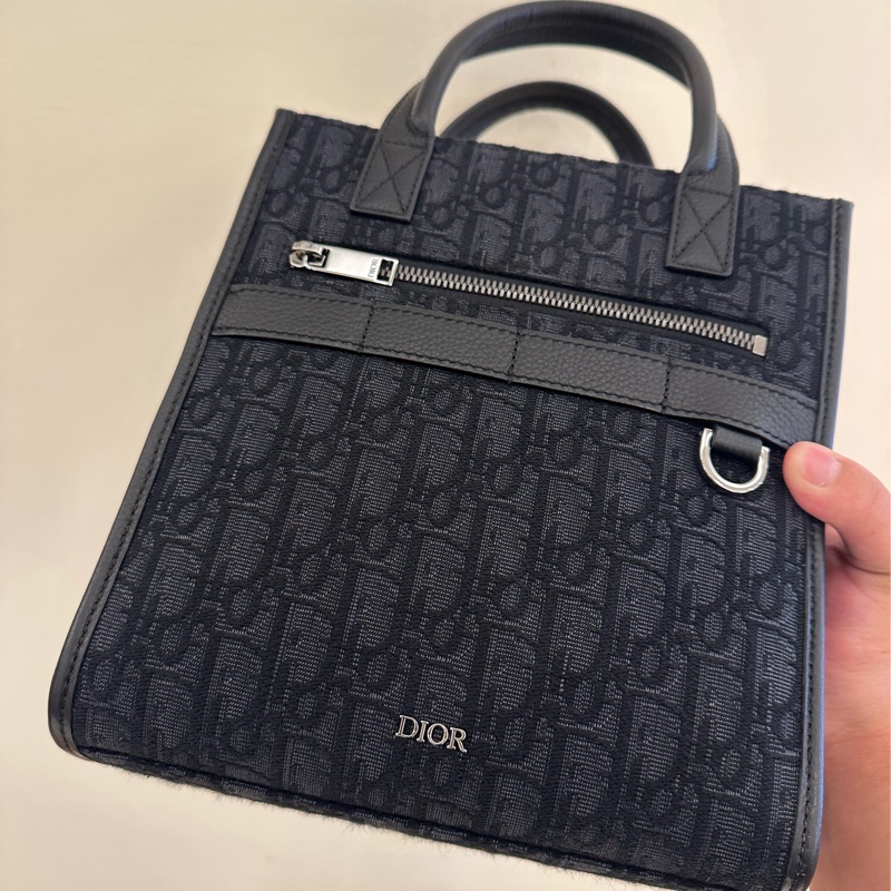 DIOR 黑緹花大琴譜手提兩用包-14