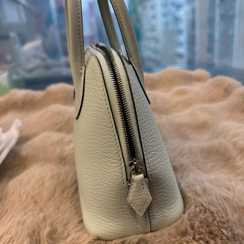 HERMES mini bolide 新薄荷绿银扣山羊 stamp k-4