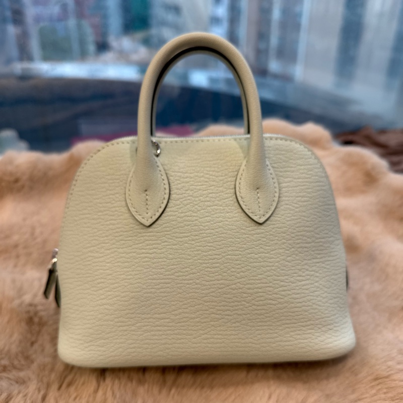 HERMES mini bolide 新薄荷绿银扣山羊 stamp k-6