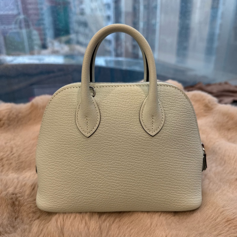 HERMES mini bolide 新薄荷绿银扣山羊 stamp k-7