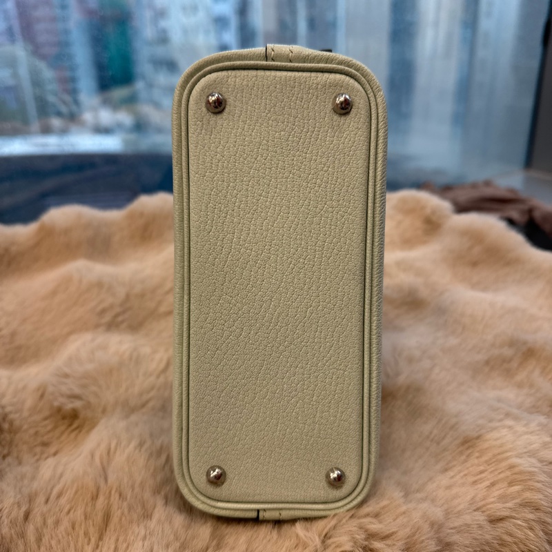 HERMES mini bolide 新薄荷绿银扣山羊 stamp k-8