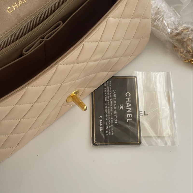 CHANEL VINTAGE 23 稀有奶茶老花 肩背側背包-2