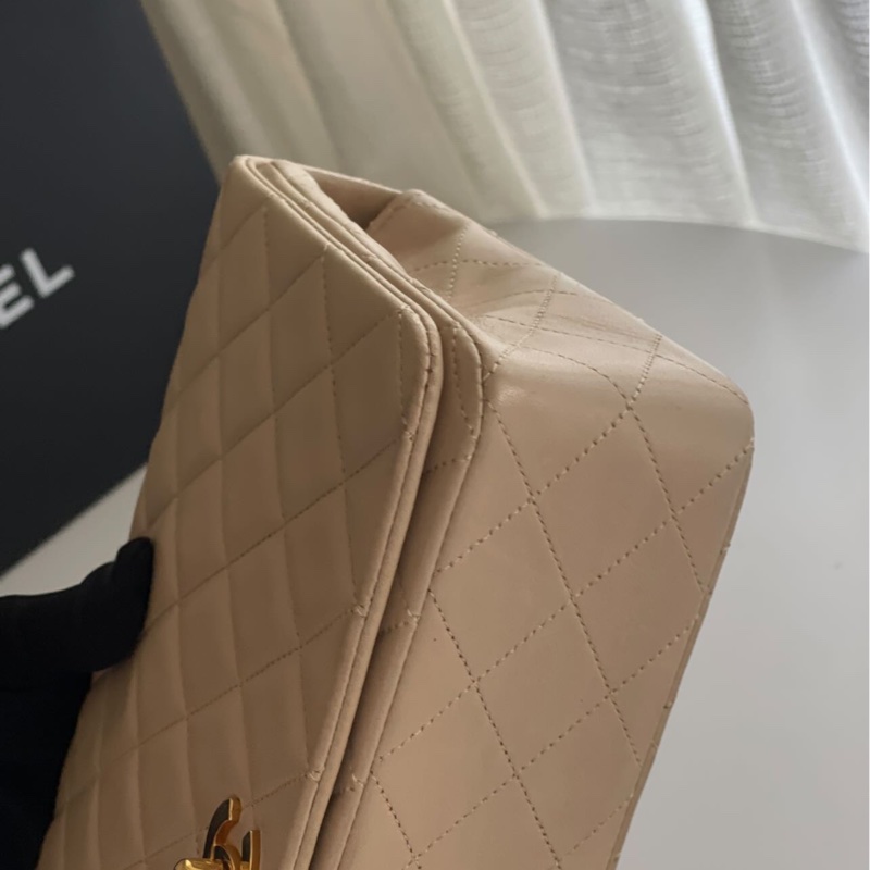 CHANEL VINTAGE 23 稀有奶茶老花 肩背側背包-12