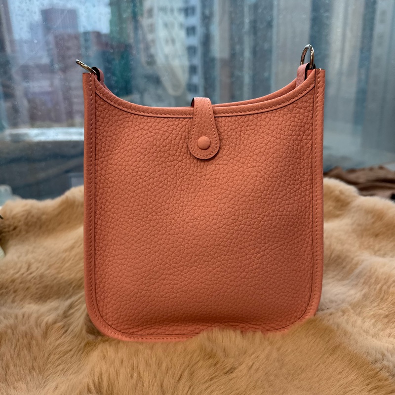 HERMES Mini Evelyne 3Q 櫻花粉銀tc stamp k-6