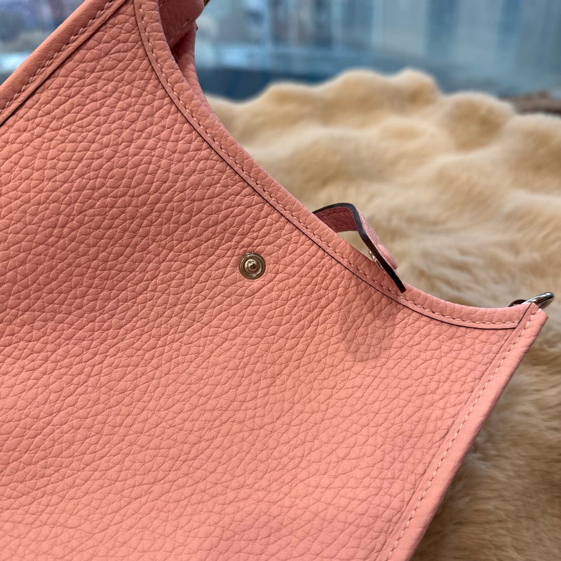 HERMES Mini Evelyne 3Q 櫻花粉銀tc stamp k-9