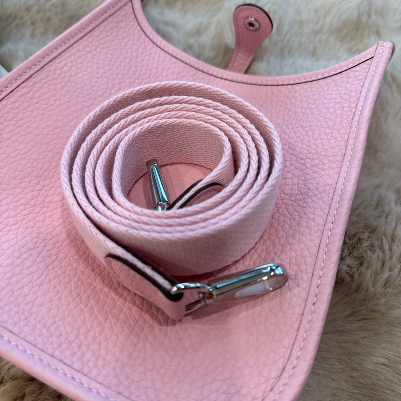 HERMES Mini Evelyne 3Q 櫻花粉銀tc stamp k-10