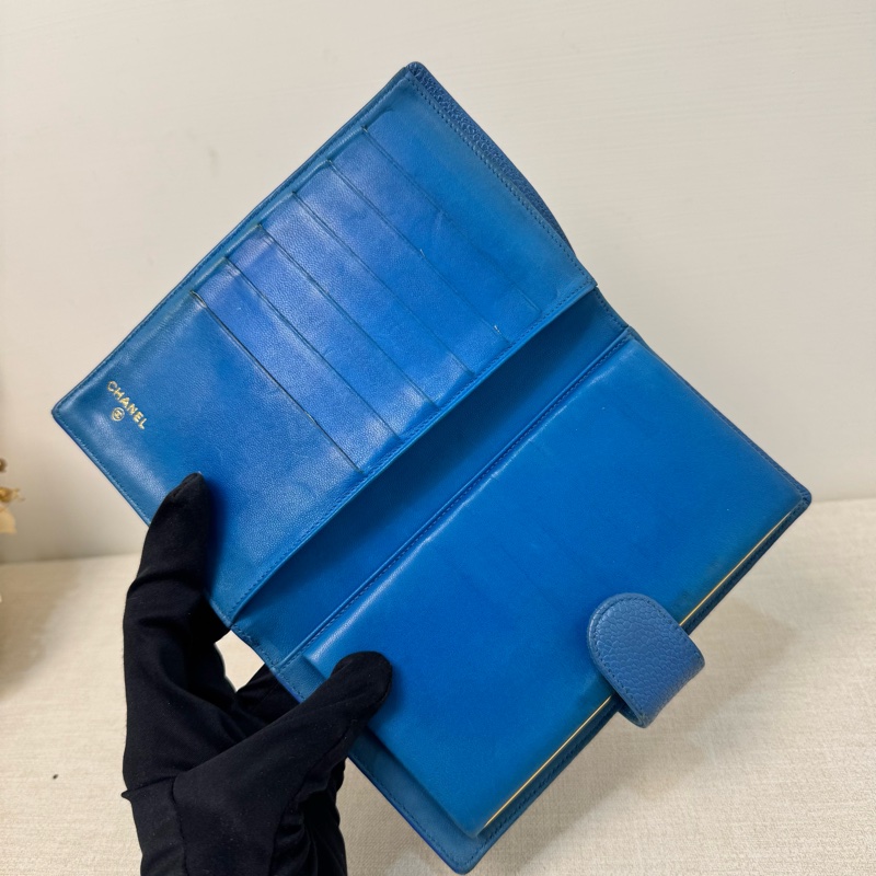 Chanel 深藍皮革長夾-4