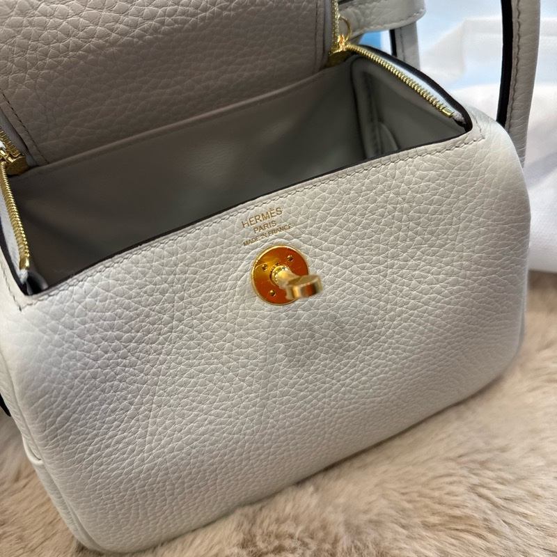 HERMES mini Lindy2 n4鉑金灰金tC stamp K-4