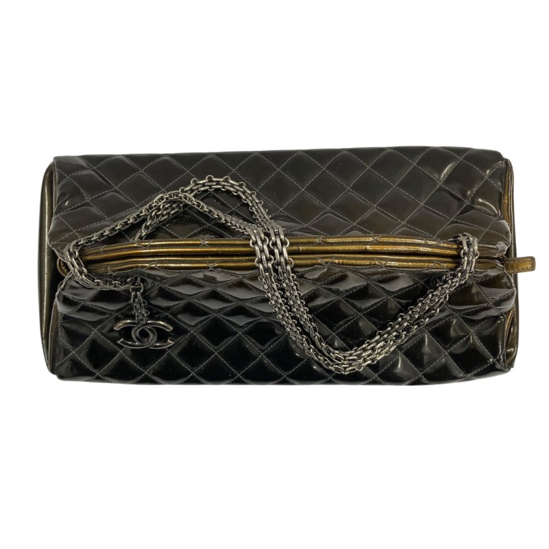 CHANEL 香奈兒 Bowling 漆皮 肩背包 橄欖色-5