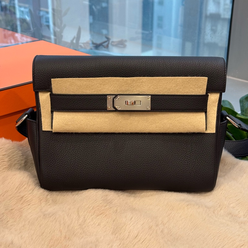 HERMES kelly messenger 黑银pm togo stamp k-0