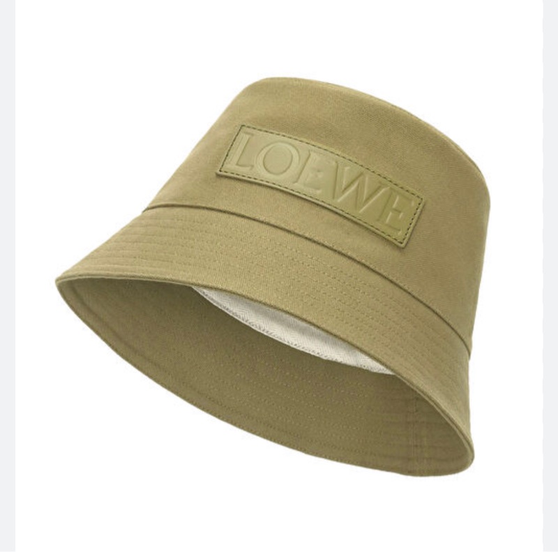 #全新 Loewe 皮標帆布漁夫帽 軍綠-0