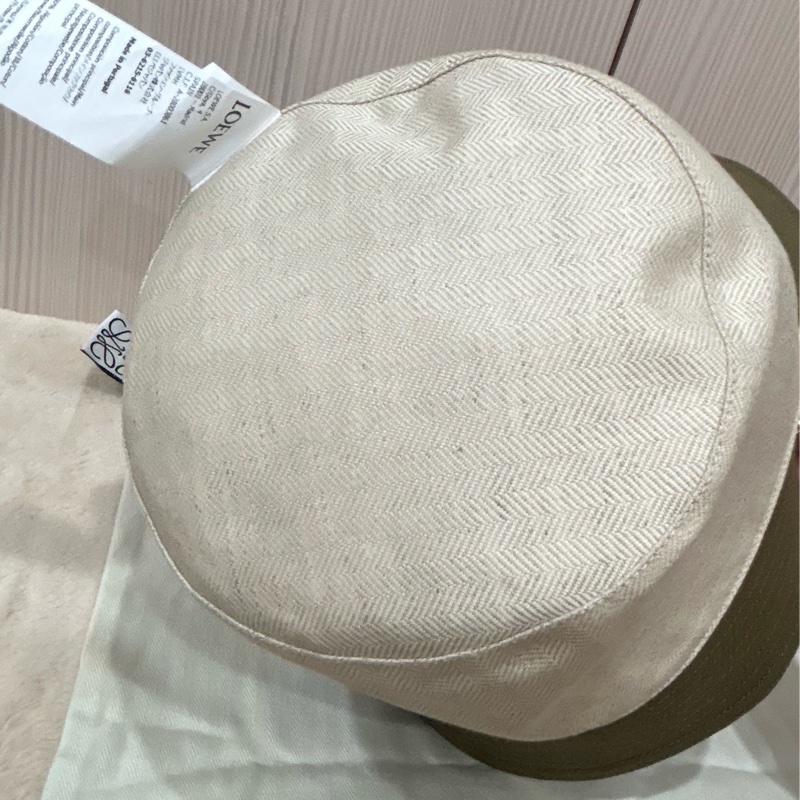 #全新 Loewe 皮標帆布漁夫帽 軍綠-10