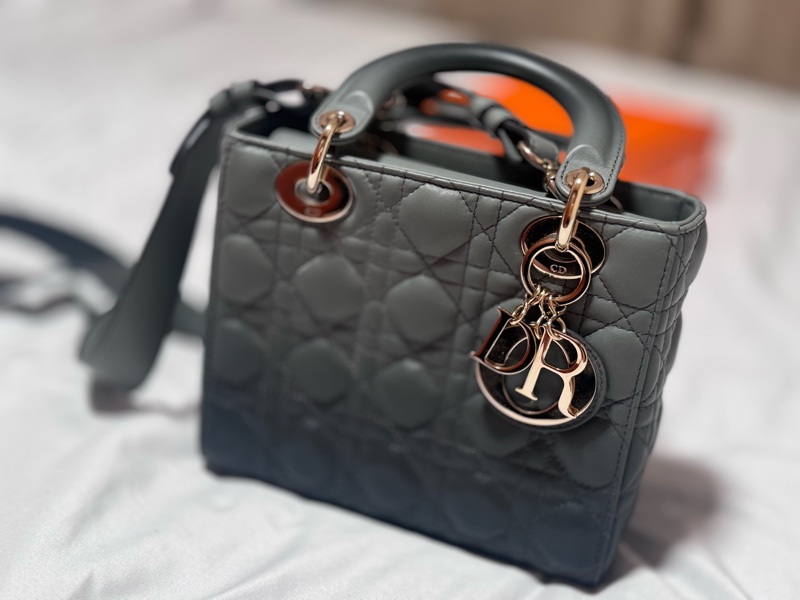 Lady Dior Mini Bag – 灰色金屬扣-0