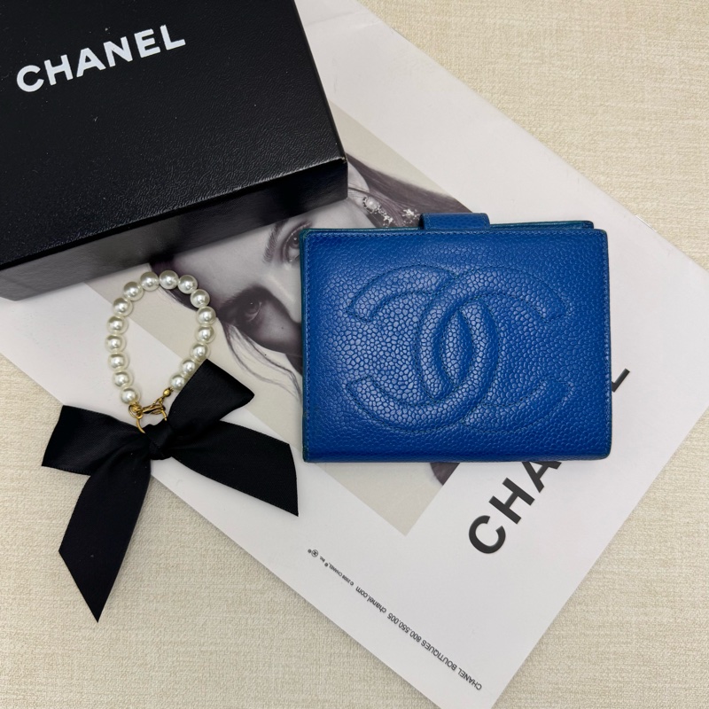 Chanel 深藍 魚子醬短夾-2