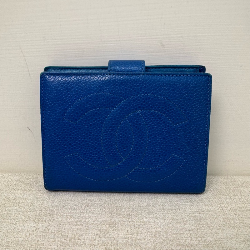 Chanel 深藍 魚子醬短夾-5