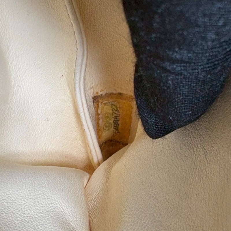 Chanel 銀鍊淺米黃蜥蜴皮革小號仕女包-15