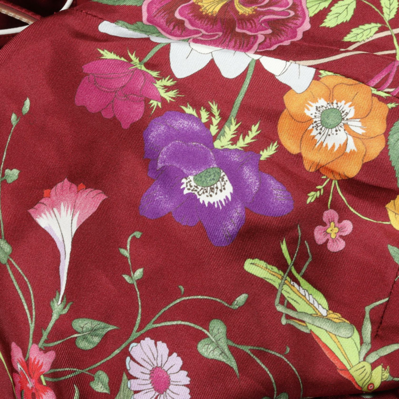 GUCCI 花卉連身裙 無袖 825277 絲綢 波爾多色 二手 女款 #40-9