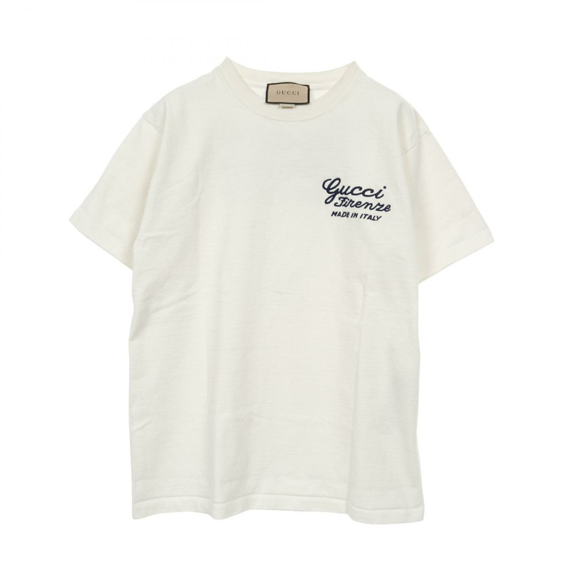 GUCCI 刺繡短袖T卹 782762 純棉 白色 二手 男款 #S-0