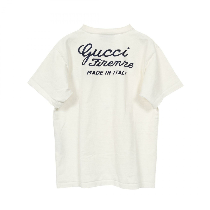 GUCCI 刺繡短袖T卹 782762 純棉 白色 二手 男款 #S-1