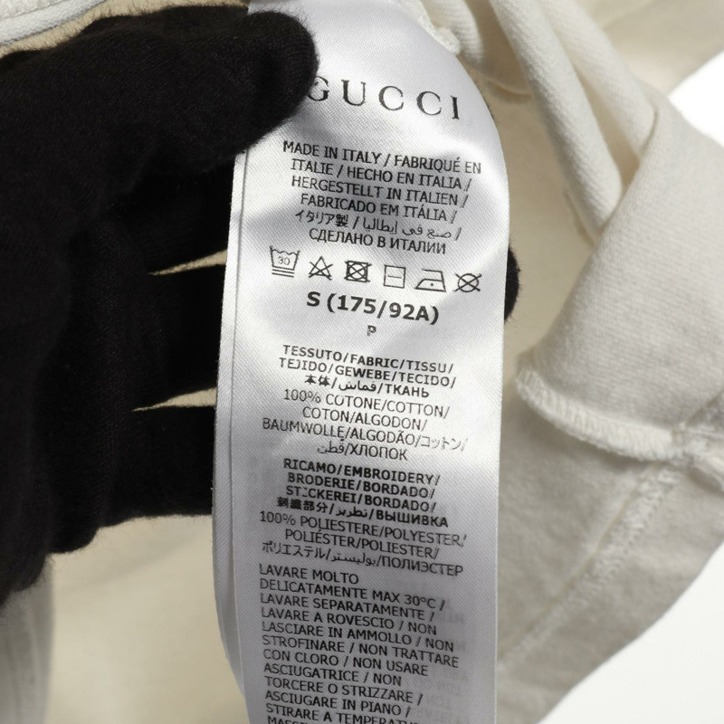 GUCCI 刺繡短袖T卹 782762 純棉 白色 二手 男款 #S-3