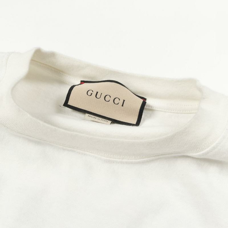 GUCCI 刺繡短袖T卹 782762 純棉 白色 二手 男款 #S-6