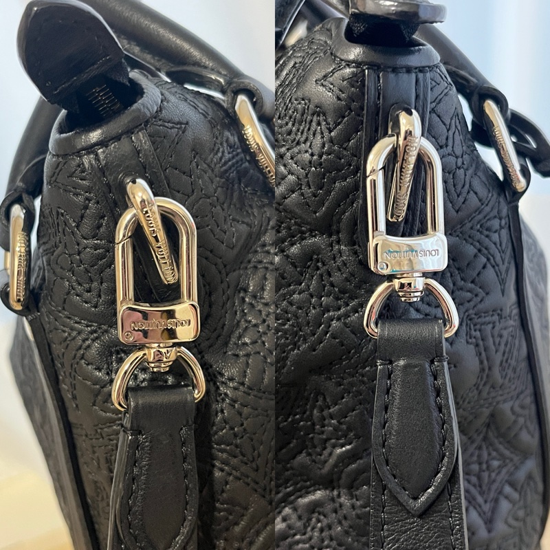 LV ANTHEIA MONOGRAM IXIA 經典壓紋手提包斜背側背包 黑色｜二手9成新-5