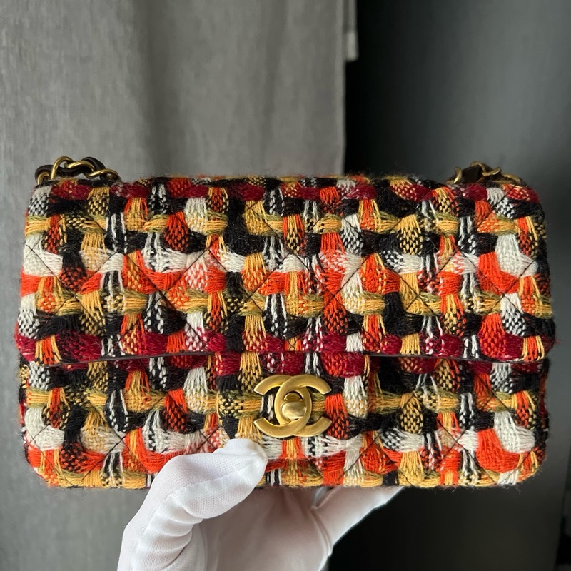 Chanel CF20 毛尼編織包(內裡是小羊皮)-4