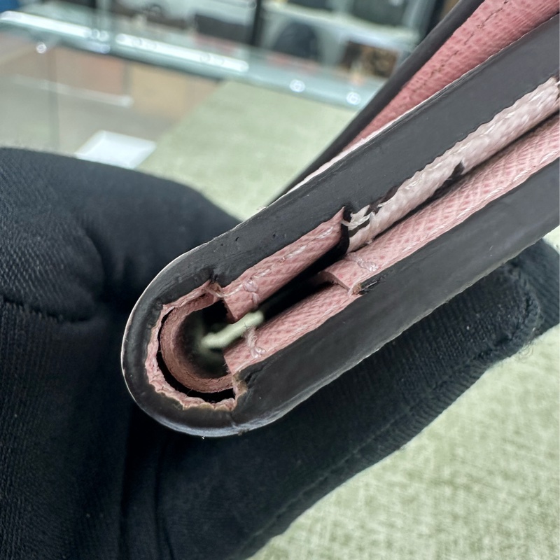 LV ZOE ROUGE ROSE 粉紅拼色三摺小銀包-8