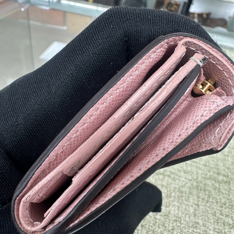 LV ZOE ROUGE ROSE 粉紅拼色三摺小銀包-9