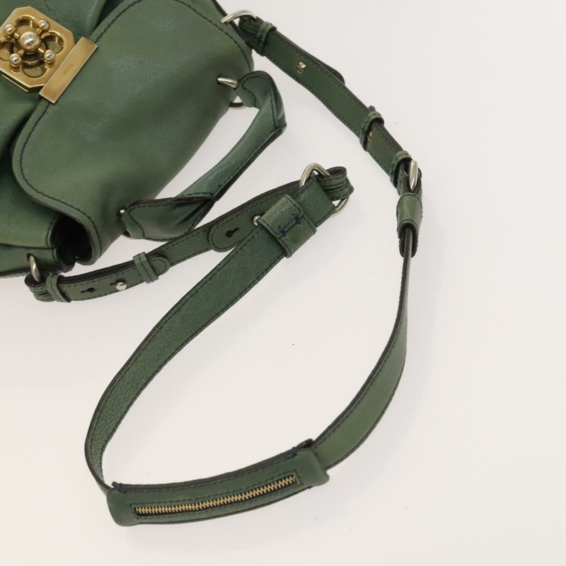 【日本直送】Chloe Elsie 手提包 皮革 兩用 綠色金色 正品 BA1842-6