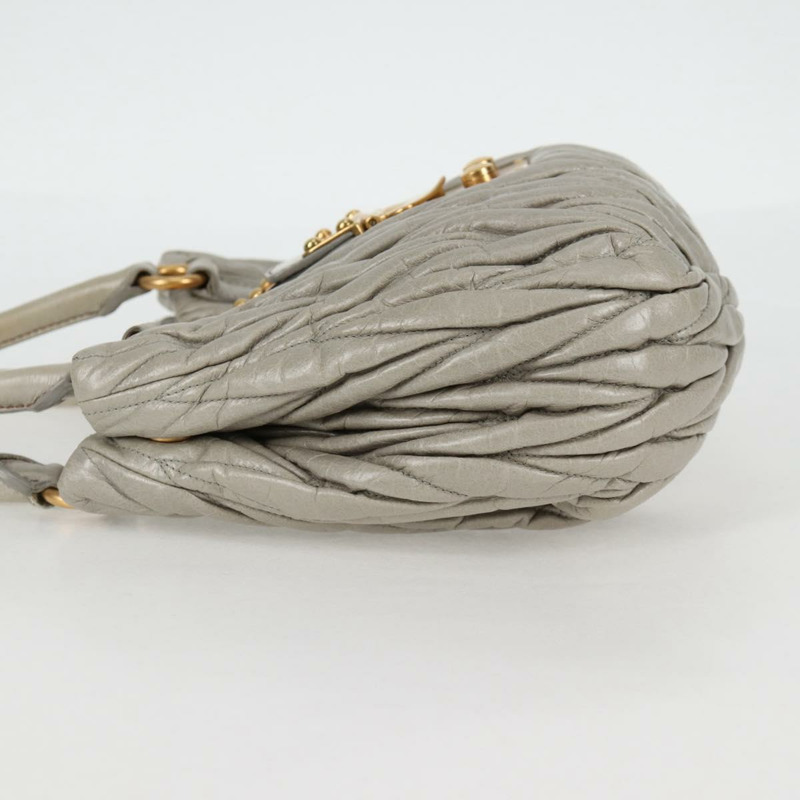 【日本直送】Miu Miu Matelasse 手提包 皮革 2way 灰金 正品 130896V-2