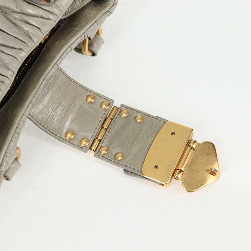 【日本直送】Miu Miu Matelasse 手提包 皮革 2way 灰金 正品 130896V-8