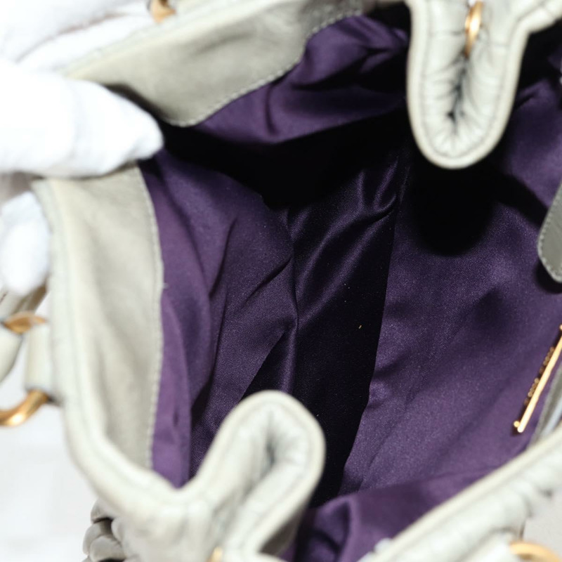 【日本直送】Miu Miu Matelasse 手提包 皮革 2way 灰金 正品 130896V-9