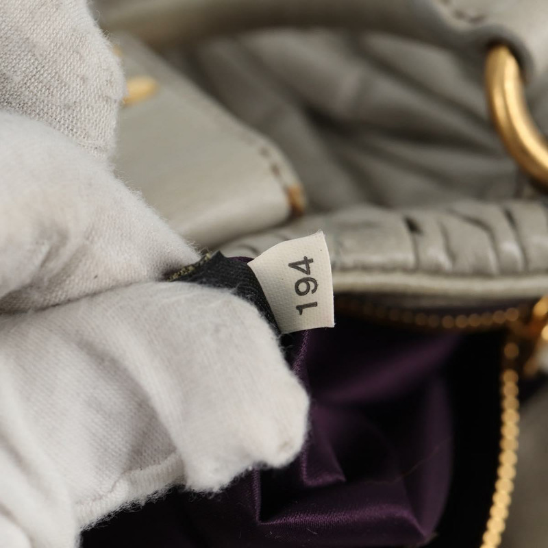 【日本直送】Miu Miu Matelasse 手提包 皮革 2way 灰金 正品 130896V-10