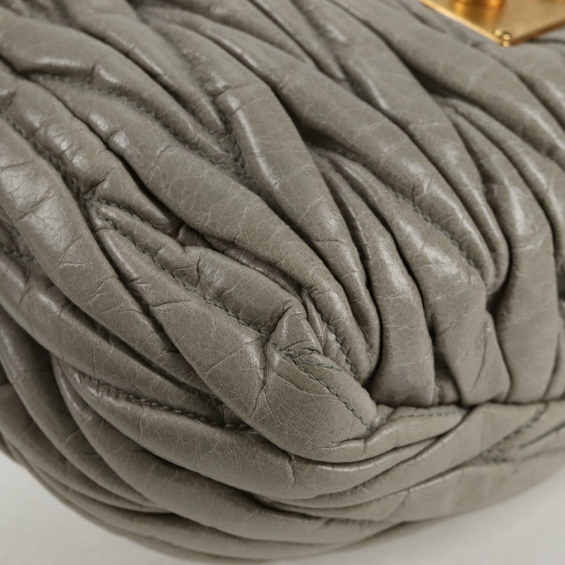 【日本直送】Miu Miu Matelasse 手提包 皮革 2way 灰金 正品 130896V-13