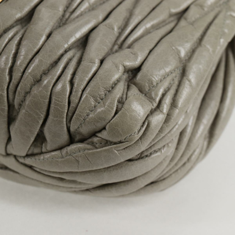 【日本直送】Miu Miu Matelasse 手提包 皮革 2way 灰金 正品 130896V-14