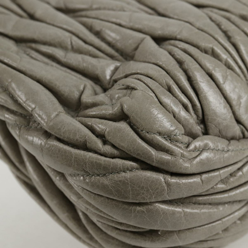 【日本直送】Miu Miu Matelasse 手提包 皮革 2way 灰金 正品 130896V-15