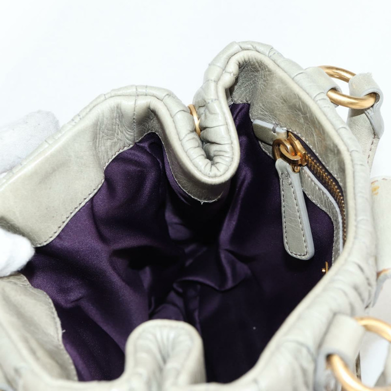 【日本直送】Miu Miu Matelasse 手提包 皮革 2way 灰金 正品 130896V-20