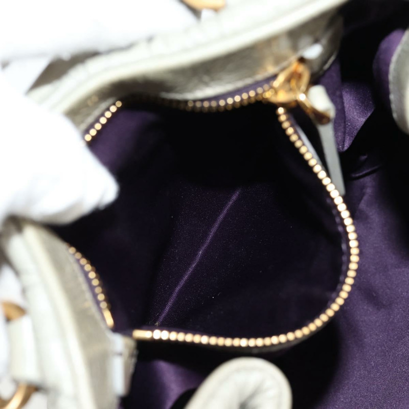 【日本直送】Miu Miu Matelasse 手提包 皮革 2way 灰金 正品 130896V-23